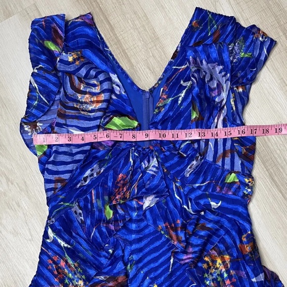 TANYA TAYLOR Janelle blue floral silk tiered burnout maxi dress - Picture 6 of 10